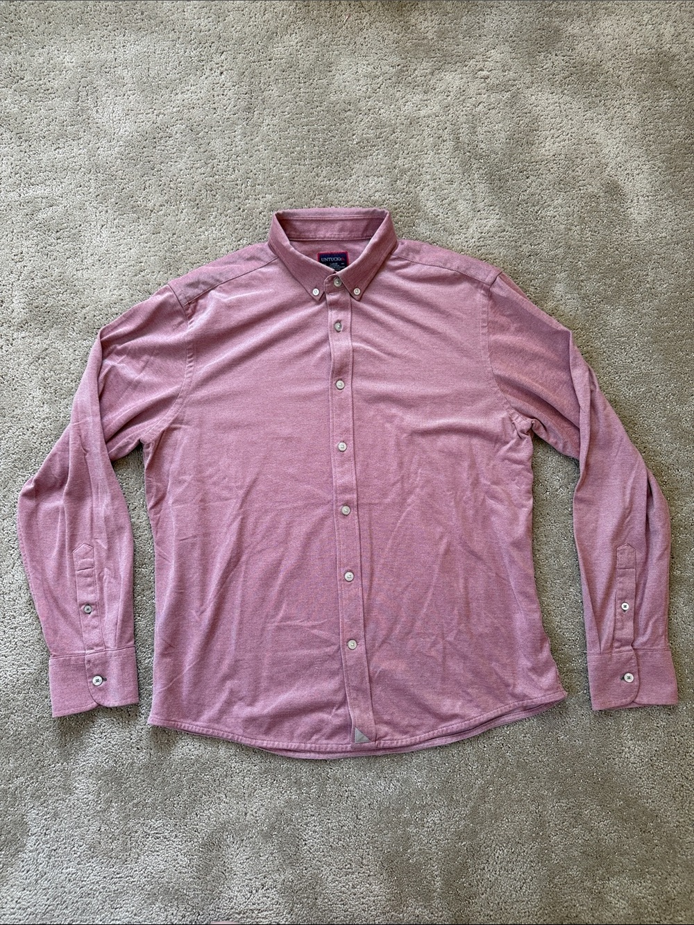 UNTUCKit Men's Pencarrow CoolMax Performance Button-Down Shirt in Rose - Picture 2 of 5
